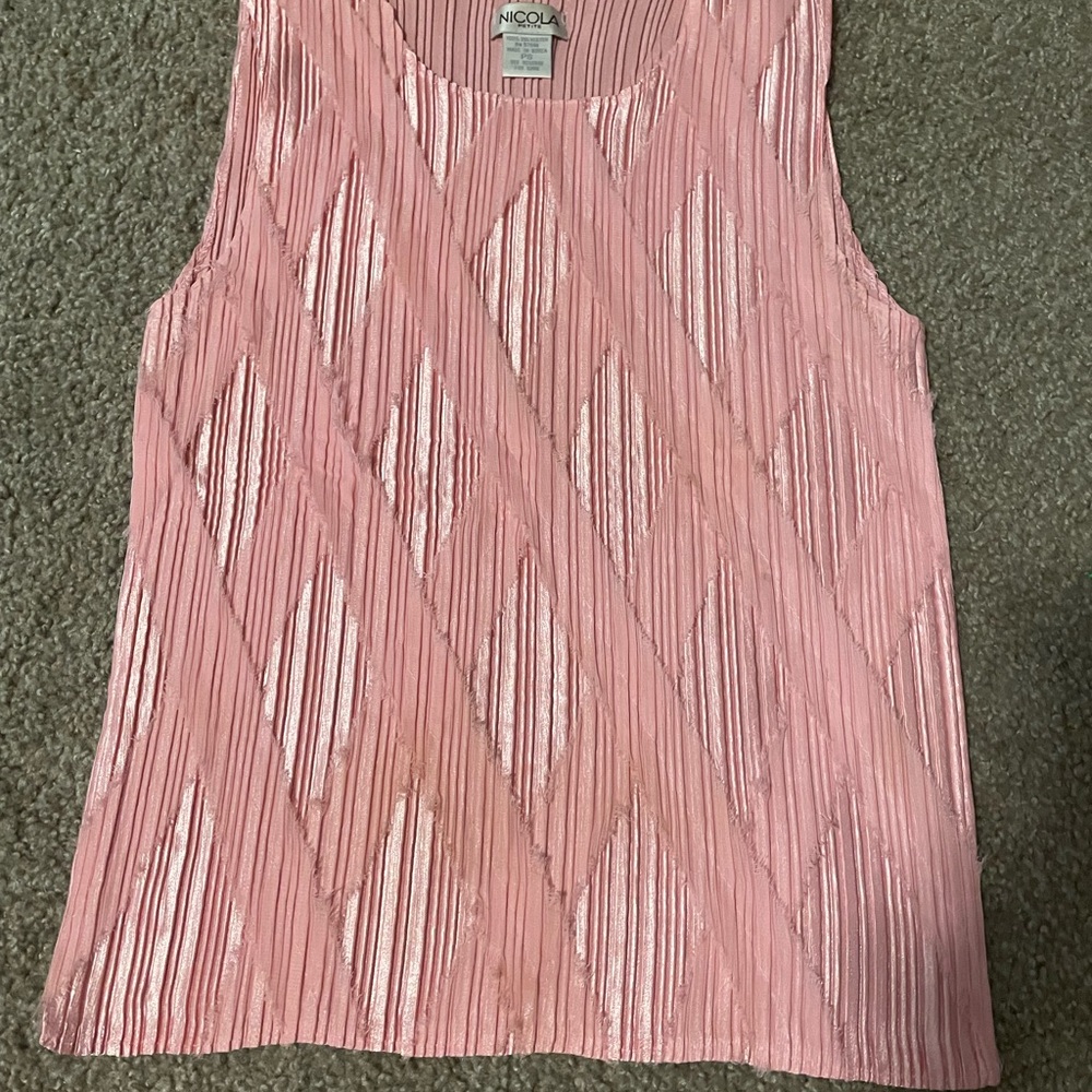 NICOLA Pink Pleated Tank Top